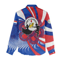 Paraguay Flag Day Women Casual Shirt Patriotic Sunburst Traditional Ñandutí Lace