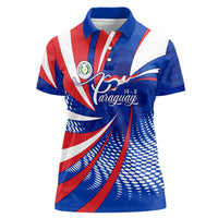 Paraguay Flag Day Women Polo Shirt Patriotic Sunburst Traditional Ñandutí Lace