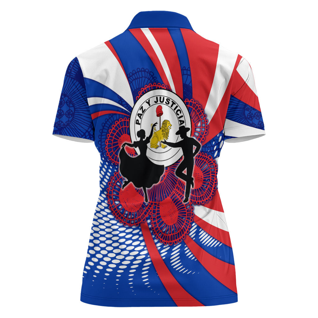 Paraguay Flag Day Women Polo Shirt Patriotic Sunburst Traditional Ñandutí Lace