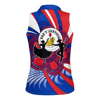 Paraguay Flag Day Women Sleeveless Polo Shirt Patriotic Sunburst Traditional Ñandutí Lace