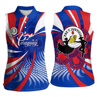Paraguay Flag Day Women Sleeveless Polo Shirt Patriotic Sunburst Traditional Ñandutí Lace