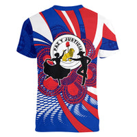 Paraguay Flag Day Women V-Neck T-Shirt Patriotic Sunburst Traditional Ñandutí Lace