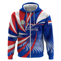 Paraguay Flag Day Zip Hoodie Patriotic Sunburst Traditional Ñandutí Lace