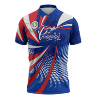 Paraguay Flag Day Zipper Polo Shirt Patriotic Sunburst Traditional Ñandutí Lace