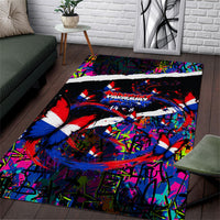 Paraguay Flag Day Area Rug Colorful Graffiti Map Butterflies