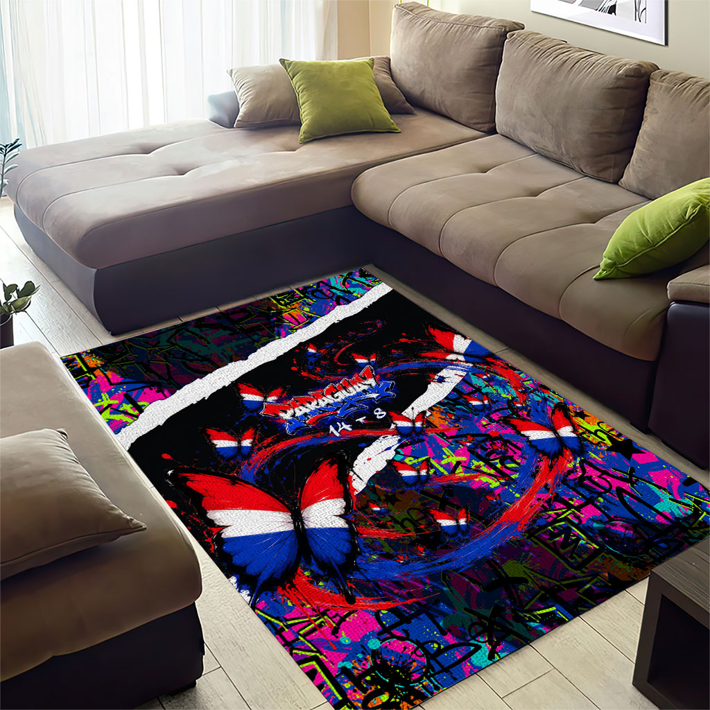 Paraguay Flag Day Area Rug Colorful Graffiti Map Butterflies