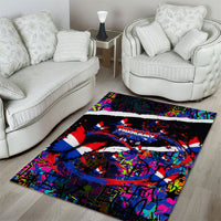 Paraguay Flag Day Area Rug Colorful Graffiti Map Butterflies