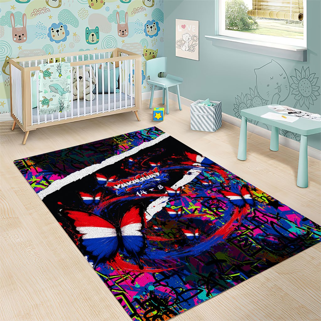 Paraguay Flag Day Area Rug Colorful Graffiti Map Butterflies