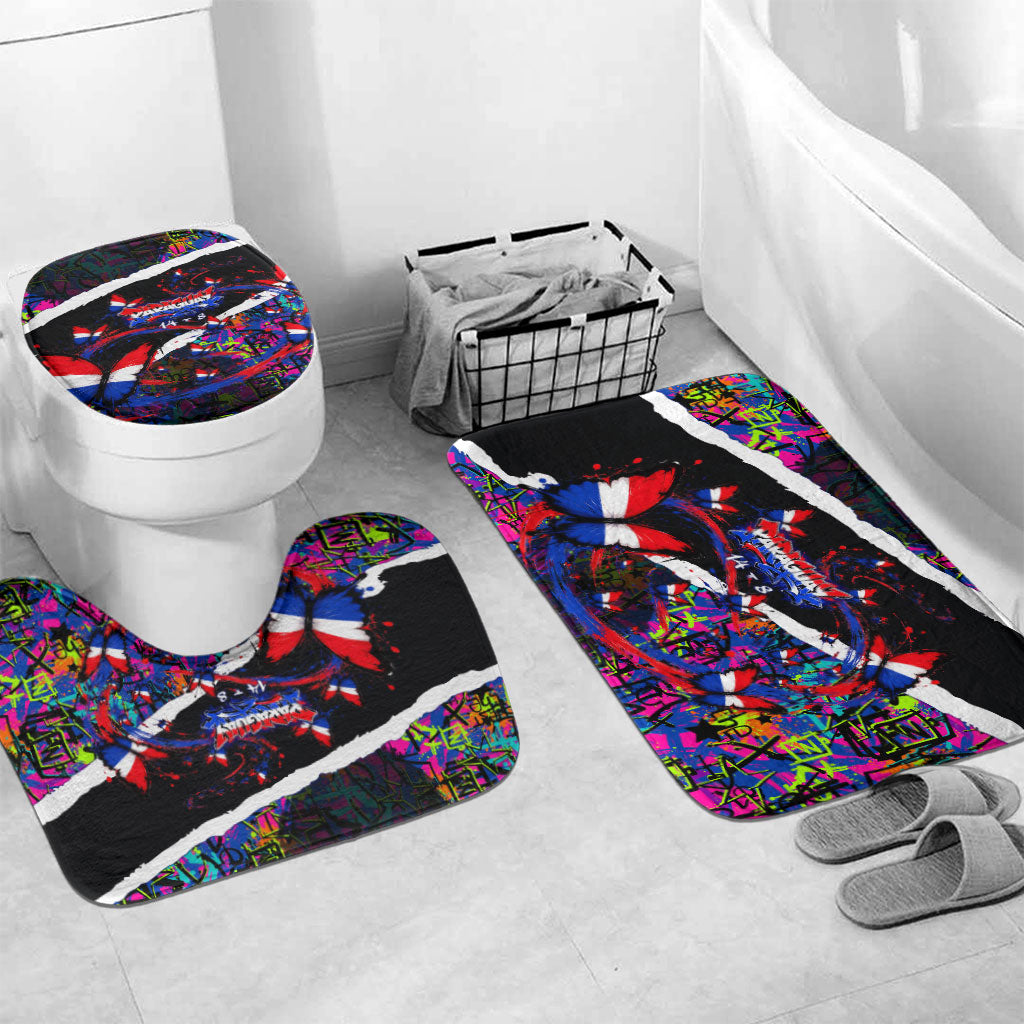 Paraguay Flag Day Bathroom Set Colorful Graffiti Map Butterflies