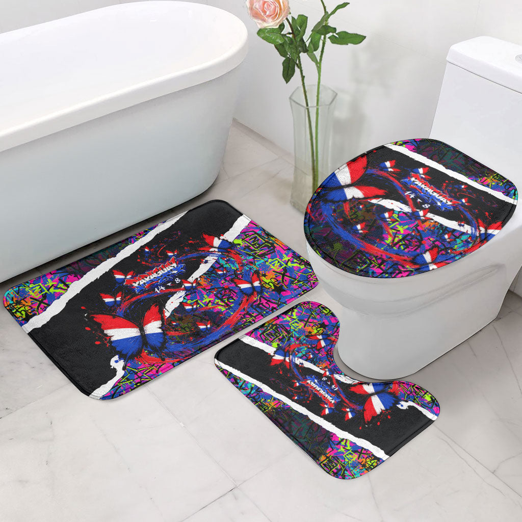 Paraguay Flag Day Bathroom Set Colorful Graffiti Map Butterflies