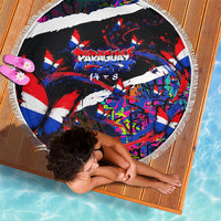 Paraguay Flag Day Beach Blanket Colorful Graffiti Map Butterflies