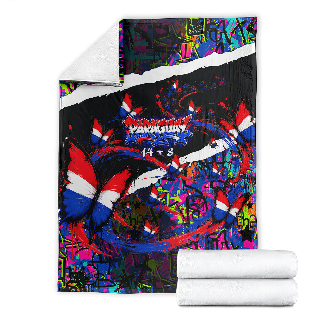 Paraguay Flag Day Blanket Colorful Graffiti Map Butterflies