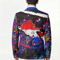 Paraguay Flag Day Blazer Colorful Graffiti Map Butterflies