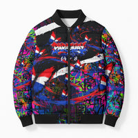 Paraguay Flag Day Bomber Puffer Jacket Colorful Graffiti Map Butterflies