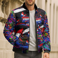 Paraguay Flag Day Bomber Puffer Jacket Colorful Graffiti Map Butterflies