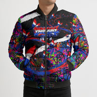 Paraguay Flag Day Bomber Puffer Jacket Colorful Graffiti Map Butterflies