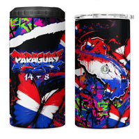 Paraguay Flag Day 4 in 1 Can Cooler Tumbler Colorful Graffiti Map Butterflies