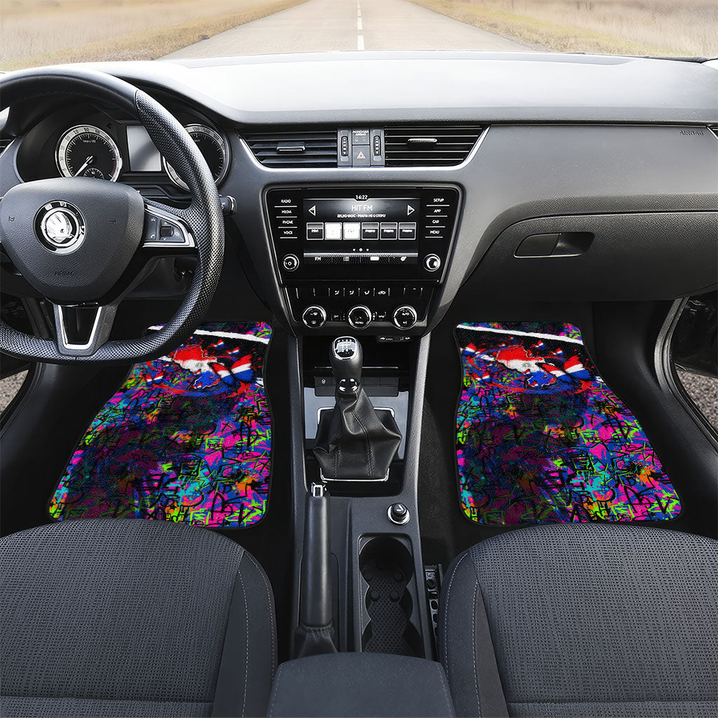 Paraguay Flag Day Car Mats Colorful Graffiti Map Butterflies