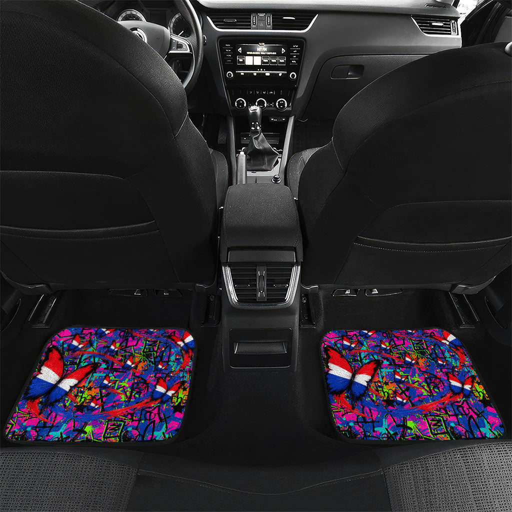 Paraguay Flag Day Car Mats Colorful Graffiti Map Butterflies
