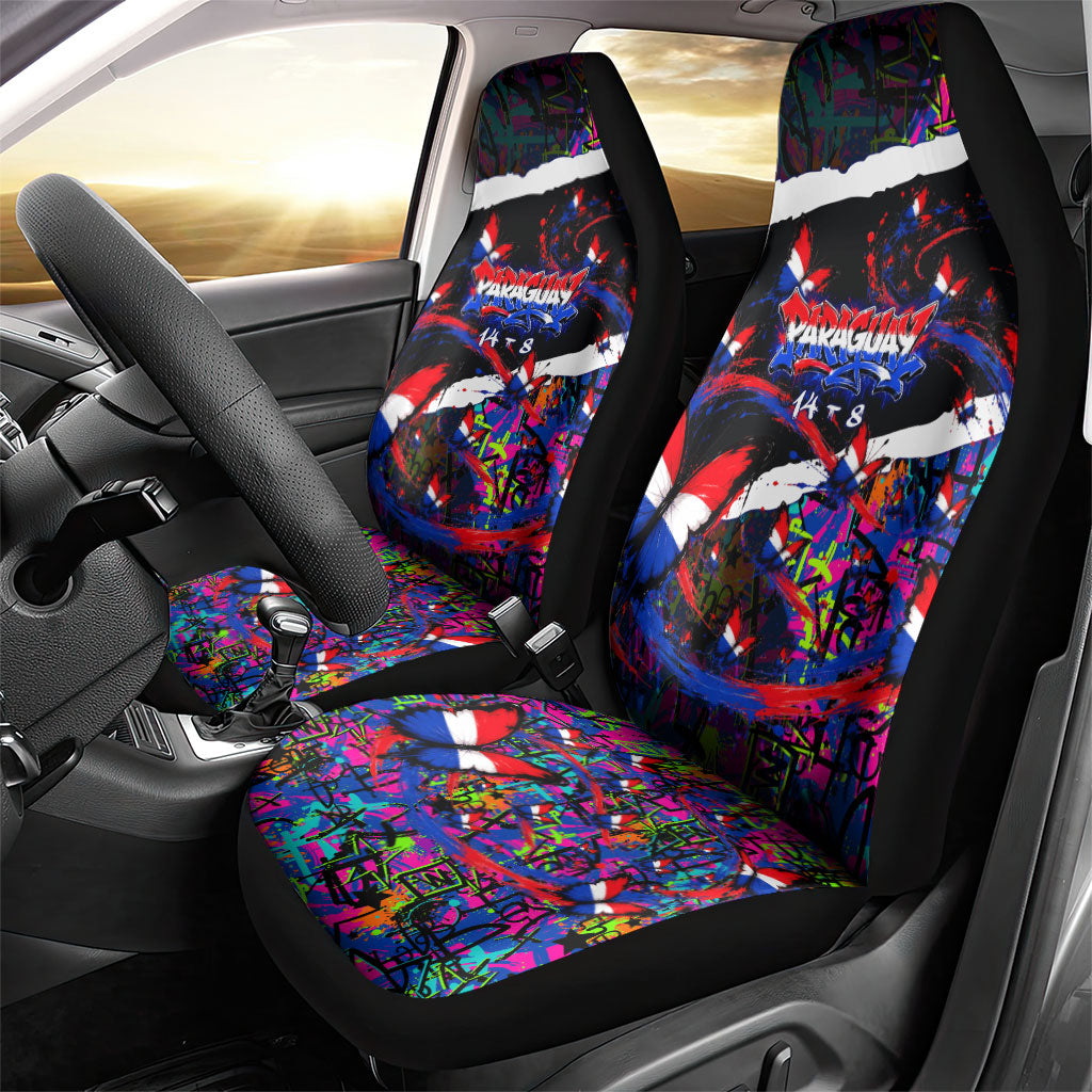 Paraguay Flag Day Car Seat Cover Colorful Graffiti Map Butterflies