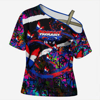 Paraguay Flag Day Cross Shoulder Shirt Colorful Graffiti Map Butterflies