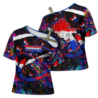 Paraguay Flag Day Cross Shoulder Shirt Colorful Graffiti Map Butterflies