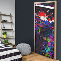 Paraguay Flag Day Door Cover Colorful Graffiti Map Butterflies