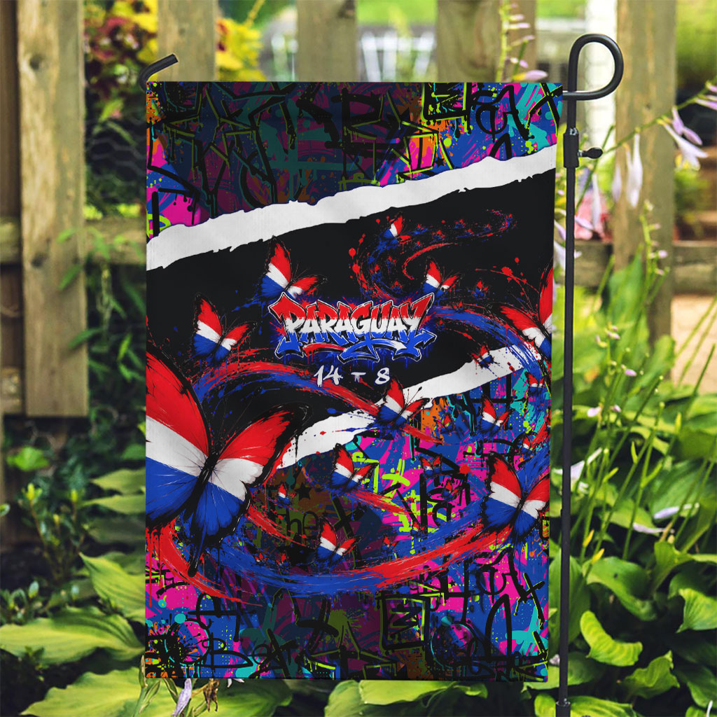 Paraguay Flag Day Garden Flag Colorful Graffiti Map Butterflies