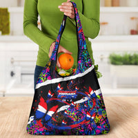 Paraguay Flag Day Grocery Bag Colorful Graffiti Map Butterflies