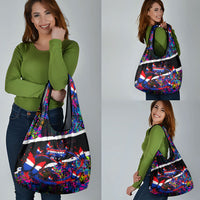 Paraguay Flag Day Grocery Bag Colorful Graffiti Map Butterflies