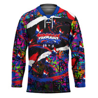 Paraguay Flag Day Hockey Jersey Colorful Graffiti Map Butterflies