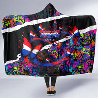 Paraguay Flag Day Hooded Blanket Colorful Graffiti Map Butterflies
