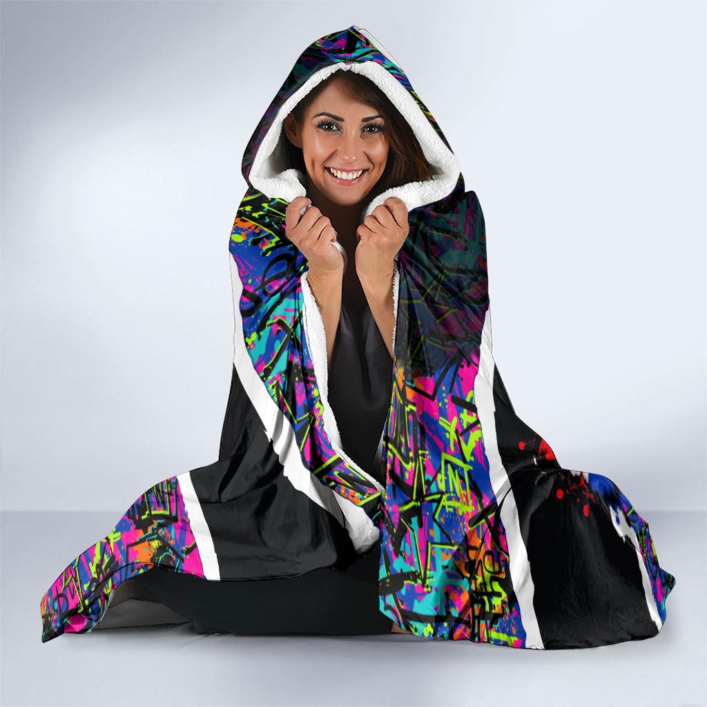 Paraguay Flag Day Hooded Blanket Colorful Graffiti Map Butterflies
