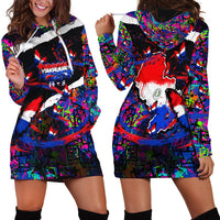 Paraguay Flag Day Hoodie Dress Colorful Graffiti Map Butterflies