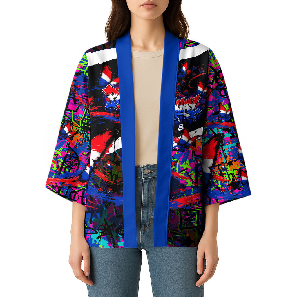Paraguay Flag Day Kimono Colorful Graffiti Map Butterflies