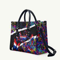 Paraguay Flag Day Leather Bag Colorful Graffiti Map Butterflies