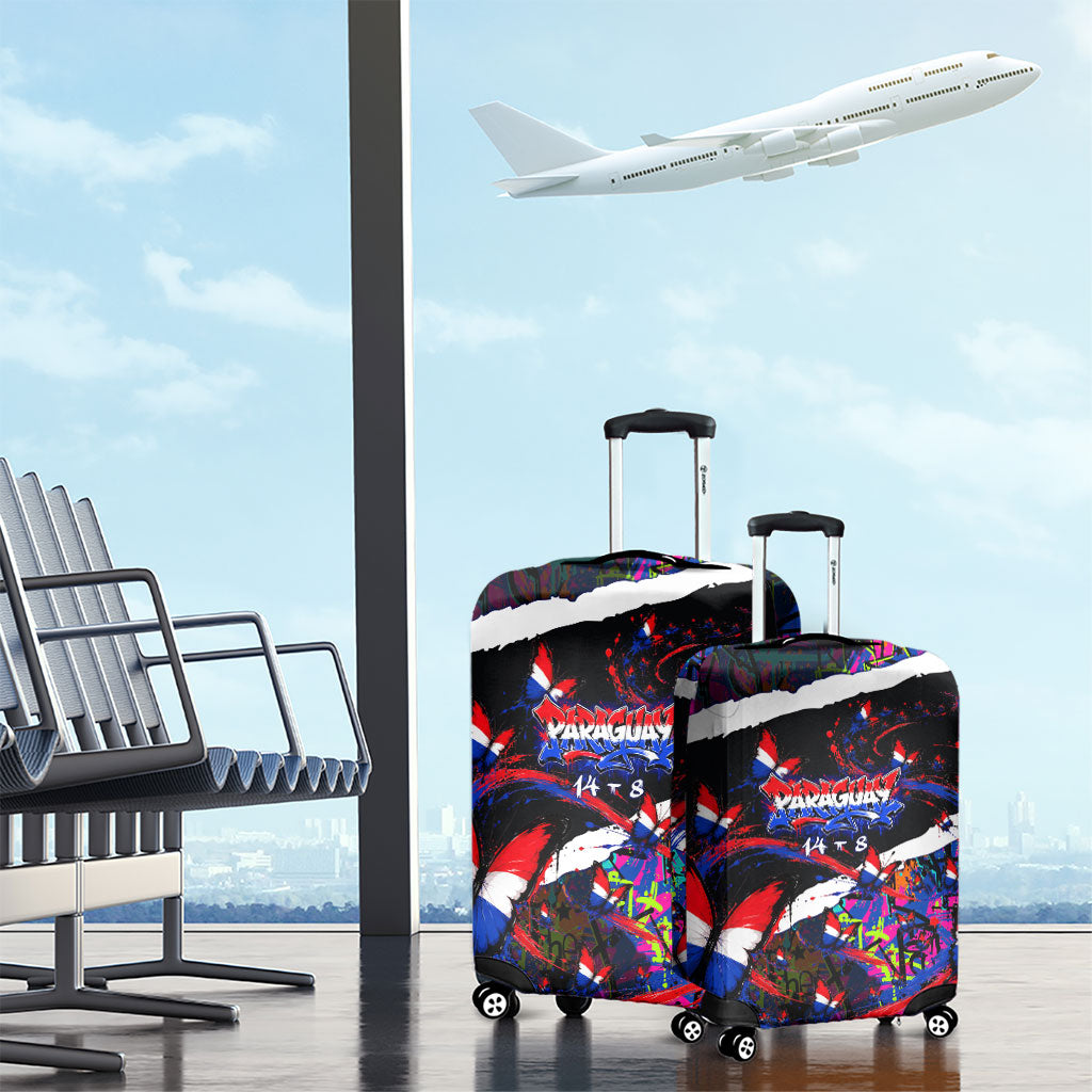 Paraguay Flag Day Luggage Cover Colorful Graffiti Map Butterflies