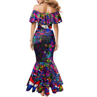 Paraguay Flag Day Mermaid Dress Colorful Graffiti Map Butterflies