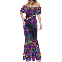 Paraguay Flag Day Mermaid Dress Colorful Graffiti Map Butterflies