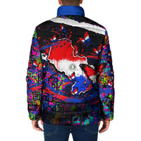 Paraguay Flag Day Padded Jacket Colorful Graffiti Map Butterflies