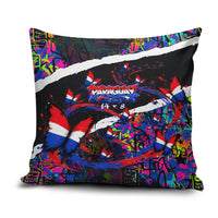 Paraguay Flag Day Pillow Cover Colorful Graffiti Map Butterflies
