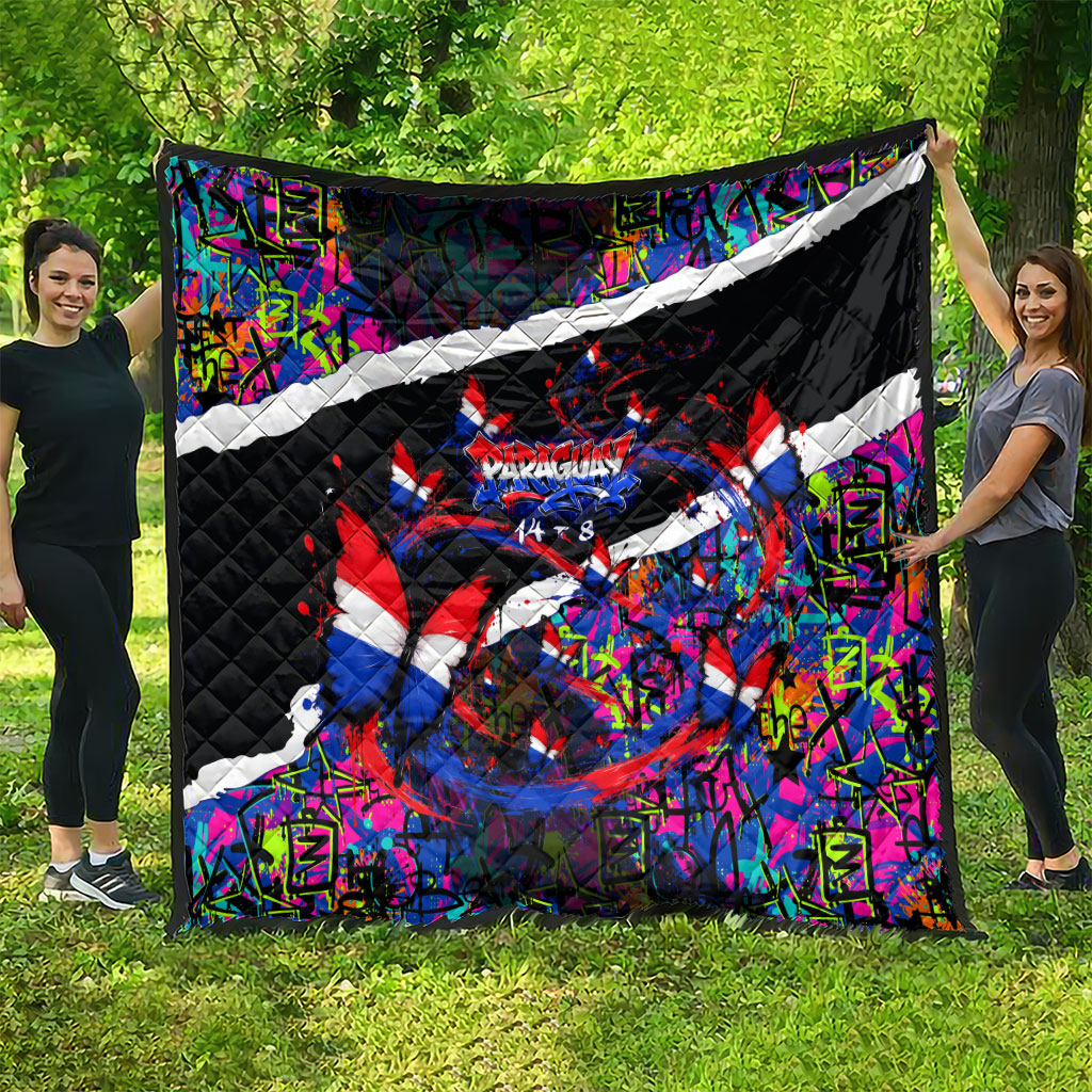 Paraguay Flag Day Quilt Colorful Graffiti Map Butterflies