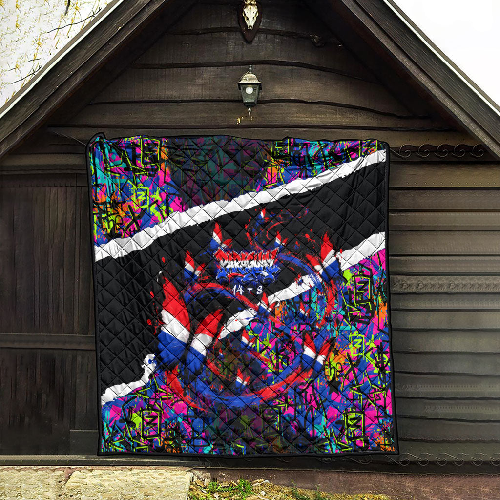 Paraguay Flag Day Quilt Colorful Graffiti Map Butterflies