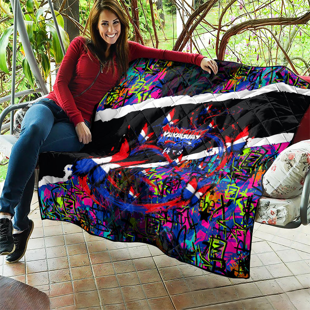 Paraguay Flag Day Quilt Colorful Graffiti Map Butterflies
