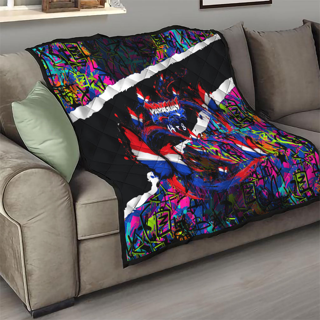 Paraguay Flag Day Quilt Colorful Graffiti Map Butterflies