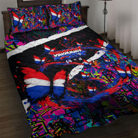 Paraguay Flag Day Quilt Bed Set Colorful Graffiti Map Butterflies