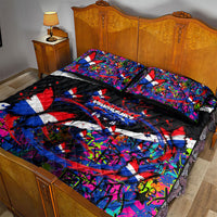 Paraguay Flag Day Quilt Bed Set Colorful Graffiti Map Butterflies