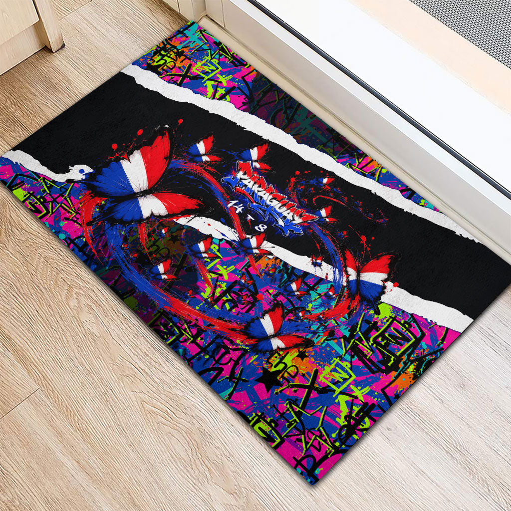 Paraguay Flag Day Rubber Doormat Colorful Graffiti Map Butterflies