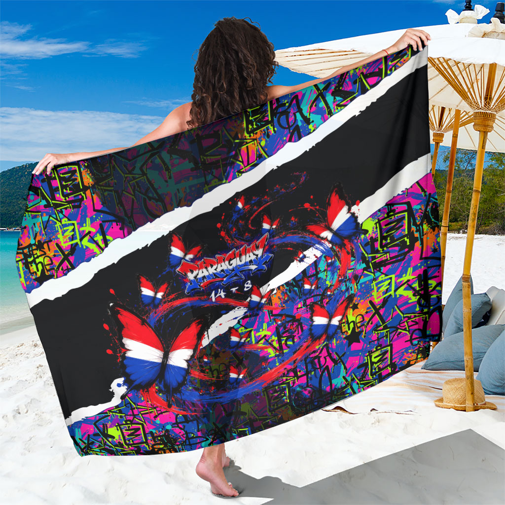 Paraguay Flag Day Sarong Colorful Graffiti Map Butterflies