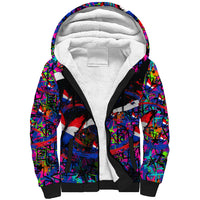 Paraguay Flag Day Sherpa Hoodie Colorful Graffiti Map Butterflies